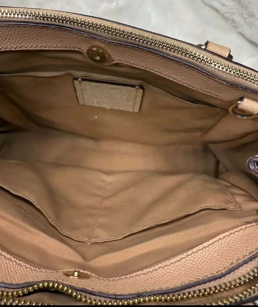 Coach Brooke Carryall Beige Leather Satchel Handbag